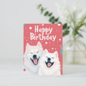 Niedlich Samoyed Happy Birthday Postkarte (Stehend Vorderseite)
