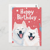 Niedlich Samoyed Happy Birthday Postkarte (Vorne/Hinten)