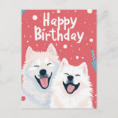 Niedlich Samoyed Happy Birthday Postkarte (Vorderseite)
