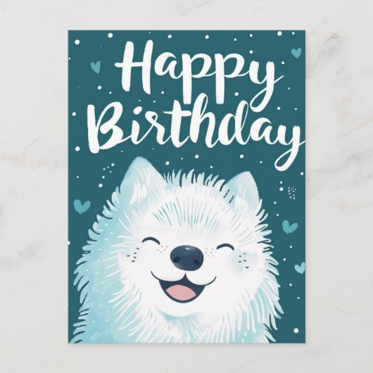 Niedlich Samoyed Happy Birthday Postkarte (Vorderseite)