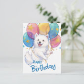 Niedlich Samoyed Happy Birthday Postkarte (Stehend Vorderseite)