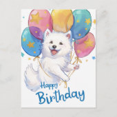 Niedlich Samoyed Happy Birthday Postkarte (Vorderseite)