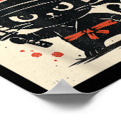 Niedlich Samurai Ninja Kat Warrior Japanisch Anime Poster (Ecke)