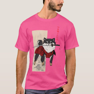 Niedlich Samurai Shiba — Schwarze Version T-Shirt