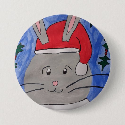 Niedlich Santa Bunny Button (Vorderseite)