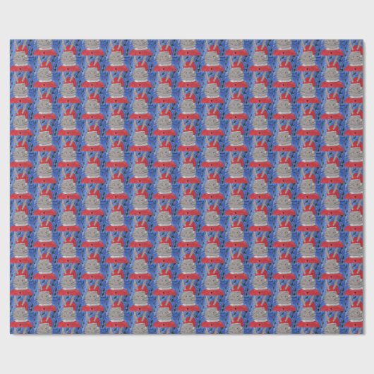 Niedlich Santa Bunny Geschenkpapier (Flach)