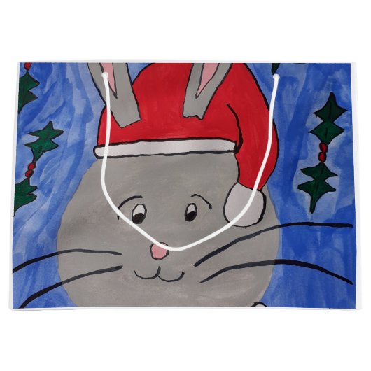 Niedlich Santa Bunny Große Geschenktüte (Vorderseite)