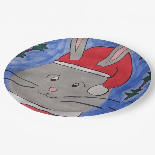 Niedlich Santa Bunny Pappteller (Schrägansicht)