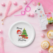 Niedlich Santa Cat Frohe Weihnachtsbaum Pappteller (Party)