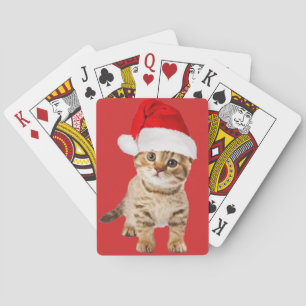 Niedlich Santa Cat Kitten Spielkarten