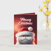 Niedlich Santa Cat Meowy Karte (Gelbe Blume)