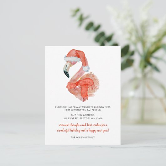Niedlich Santa Flamingo Wir haben Urlaub verlegt Postkarte (Stehend Vorderseite)