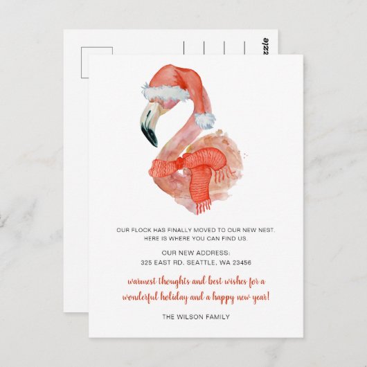 Niedlich Santa Flamingo Wir haben Urlaub verlegt Postkarte (Vorne/Hinten)