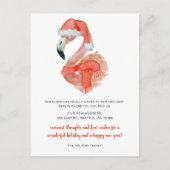 Niedlich Santa Flamingo Wir haben Urlaub verlegt Postkarte (Vorderseite)