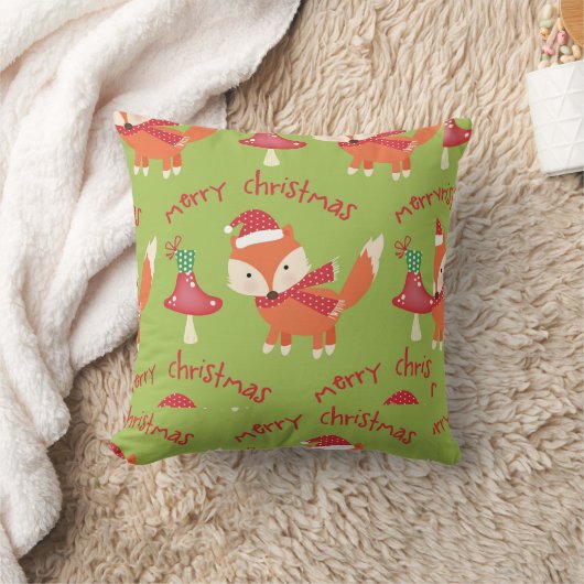 Niedlich Santa Fox Frohe Weihnachten Kissen (Decke)