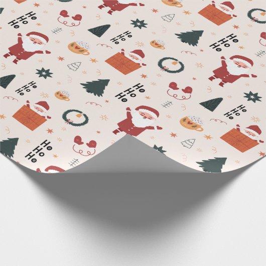 Niedlich Santa Ho Ho Weihnachten Geschenkpapier (Ecke)