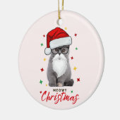 Niedlich Santa Kitten Meowy Weihnachten Keramik Ornament (Links)