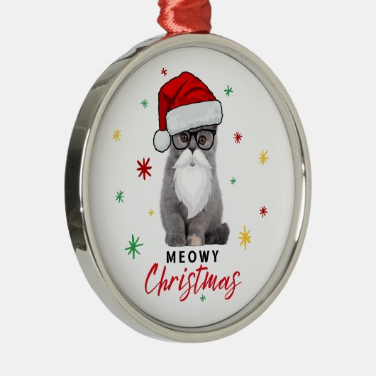 Niedlich Santa Kitten Meowy Weihnachten Ornament Aus Metall (Rechts)