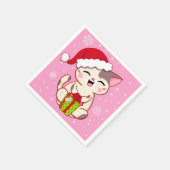 Niedlich Santa Kitty Pink Weihnachts-Party Napkins Serviette (Ecke)
