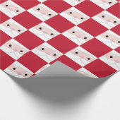 Niedlich Santa Klaus Face Red Chess Pattern Geschenkpapier (Ecke)