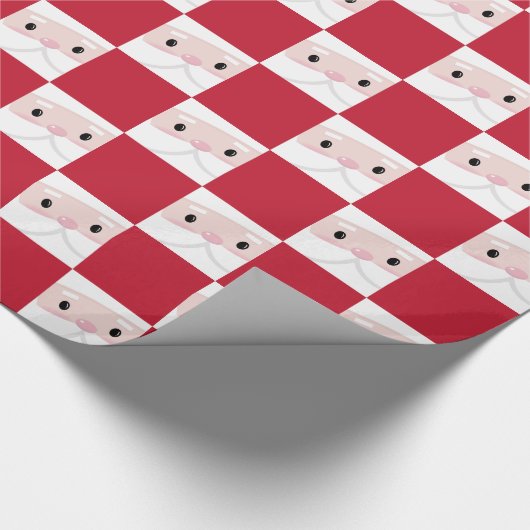 Niedlich Santa Klaus Face Red Chess Pattern Geschenkpapier (Ecke)