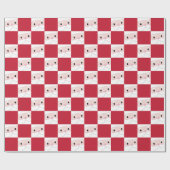Niedlich Santa Klaus Face Red Chess Pattern Geschenkpapier (Flach)