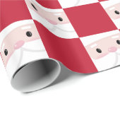 Niedlich Santa Klaus Face Red Chess Pattern Geschenkpapier (Rolleneckpunkt)