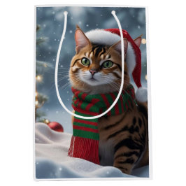 Niedlich Santa Paws Bengalisch Cat Weihnachten Per Mittlere Geschenktüte