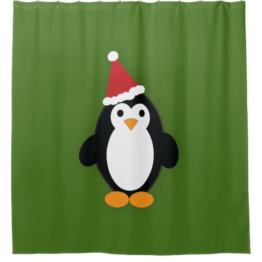 Niedlich Santa Penguin Duschvorhang (Vorderseite)