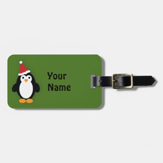 Niedlich Santa Penguin Gepäckanhänger (Vorderseite horizontal)