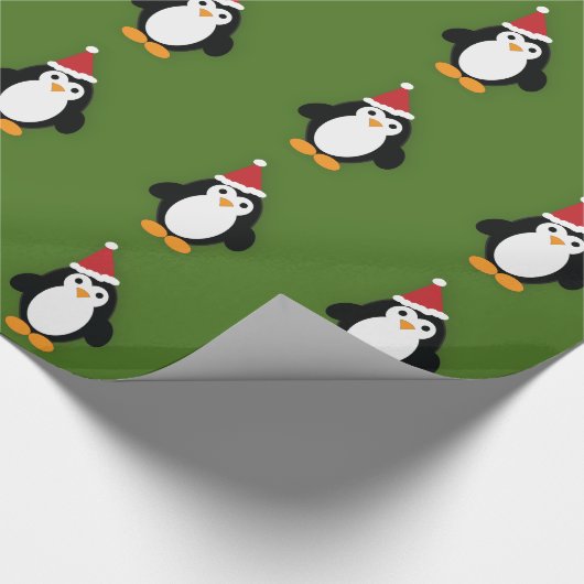 Niedlich Santa Penguin Geschenkpapier (Ecke)