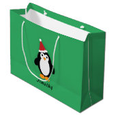 Niedlich Santa Penguin Große Geschenktüte (Vorderseite Schrägansicht)