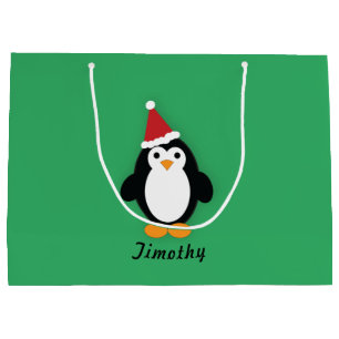 Niedlich Santa Penguin Große Geschenktüte