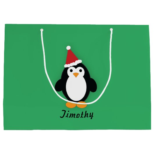 Niedlich Santa Penguin Große Geschenktüte (Rückseite)