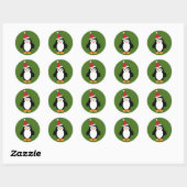 Niedlich Santa Penguin Runder Aufkleber (Blatt)