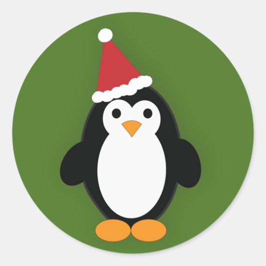 Niedlich Santa Penguin Runder Aufkleber (Vorderseite)