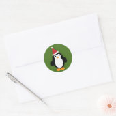 Niedlich Santa Penguin Runder Aufkleber (Umschlag)