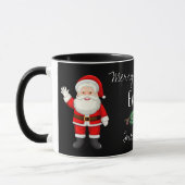 Niedlich Santa Red Berries Schwarz-weiß Frohe Weih Tasse (Links)