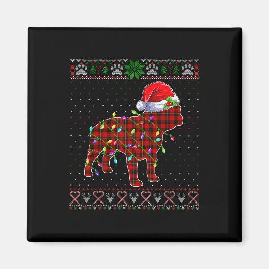 Niedlich Santa Red Kariert French Bulldog Light Ug Magnet (Vorne)