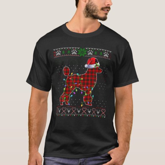 Niedlich Santa Red Kariert Poodle Light Ugge Chris T-Shirt (Vorderseite)