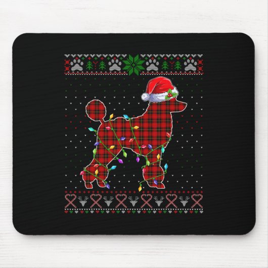 Niedlich Santa Red Kariert Poodle Light Ugge Weihn Mousepad (Vorne)