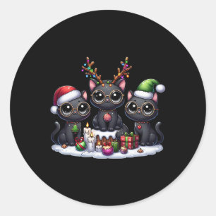Niedlich Santa Reindeer Elf Black Cat Weihnachtsfr Runder Aufkleber