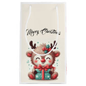 Niedlich Santa Reindeer Kleine Geschenktüte (Vorderseite)