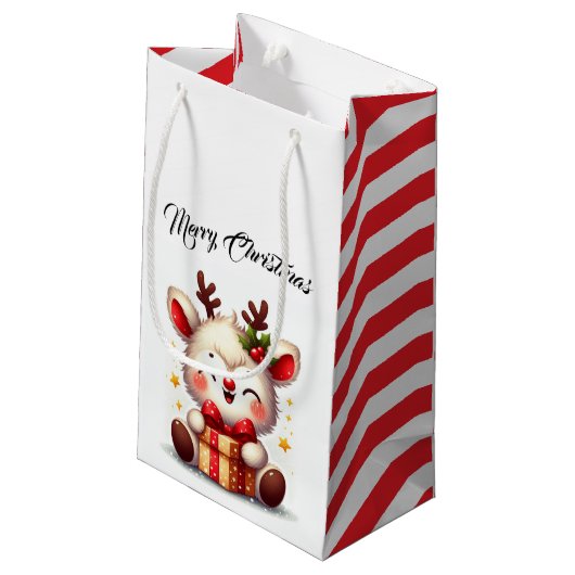 Niedlich Santa Reindeer Kleine Geschenktüte (Rückseite Schrägansicht)