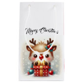 Niedlich Santa Reindeer Kleine Geschenktüte (Vorderseite)