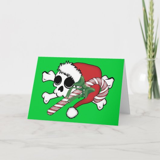 Niedlich Santa Skull Feiertagskarte (Vorderseite)