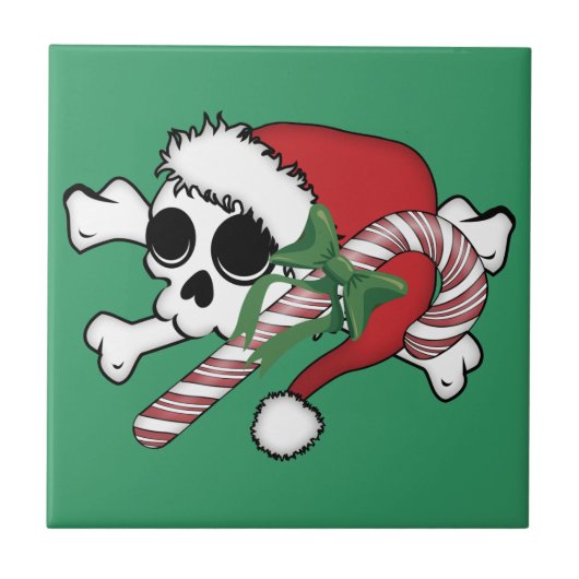 Niedlich Santa Skull Fliese (Vorderseite)