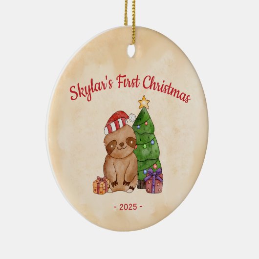 Niedlich Santa Sloth Keramik Ornament (Rechts)