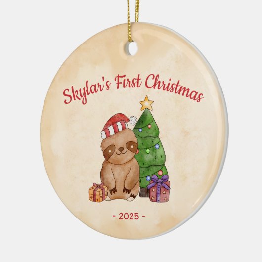 Niedlich Santa Sloth Keramik Ornament (Links)