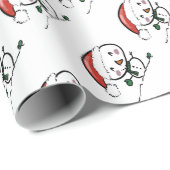 Niedlich Santa Snowman Geschenkpapier (Rolleneckpunkt)